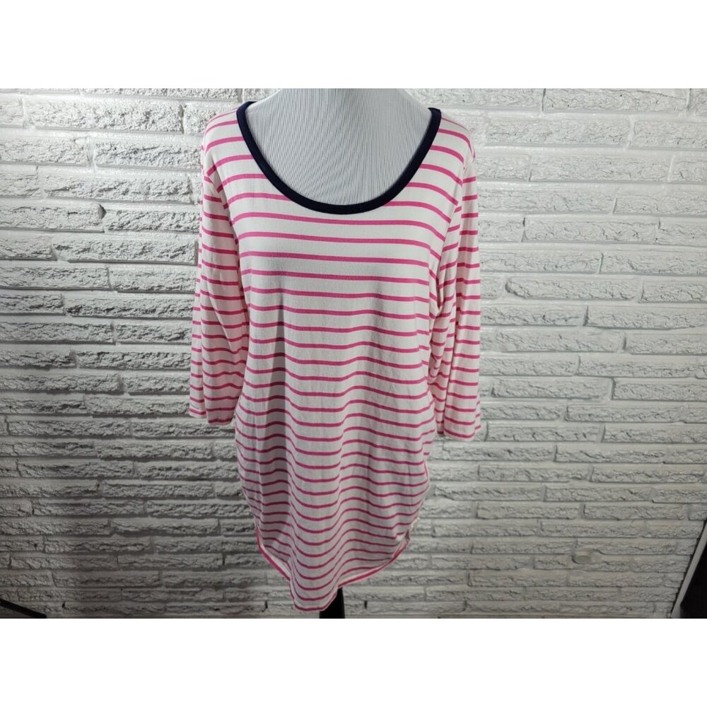 Motherhood Maternity Women Top 2X Plus Tee 3/4 Sleeve Cotton Blend STR12E